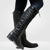 Amelie | Women's Knee High Block Heel Boots in Faux Leather for Autumn