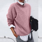 Grey cashmere crew neck jumper with a minimalist, breathable feel