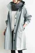 Women's grey waterproof breathable hooded raincoat for the city