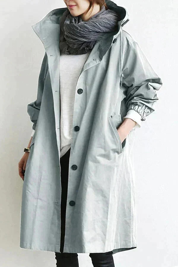 Women's grey waterproof breathable hooded raincoat for the city