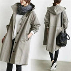 Women's grey waterproof breathable hooded raincoat for the city