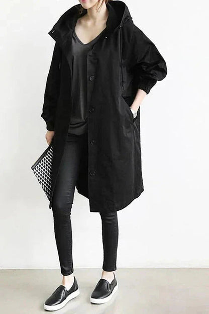 Women's grey waterproof breathable hooded raincoat for the city