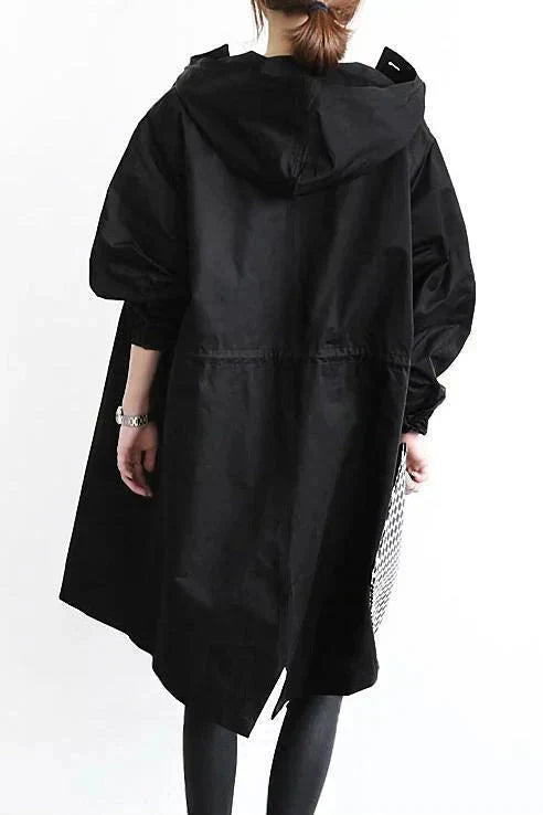 Women's grey waterproof breathable hooded raincoat for the city