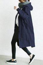 Women's grey waterproof breathable hooded raincoat for the city
