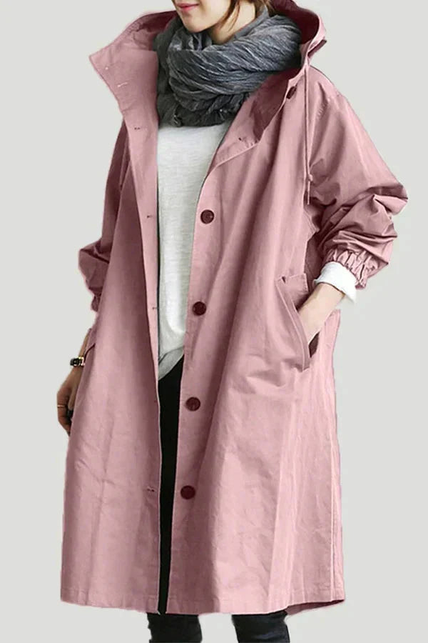 Women's black waterproof breathable hooded raincoat for the city