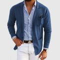 Men's blue tailored wool blazer for smart casual wear