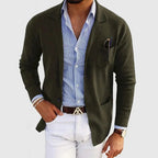 Men's blue tailored wool blazer for smart casual wear
