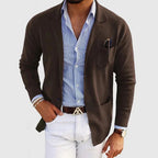 Men's blue tailored wool blazer for smart casual wear