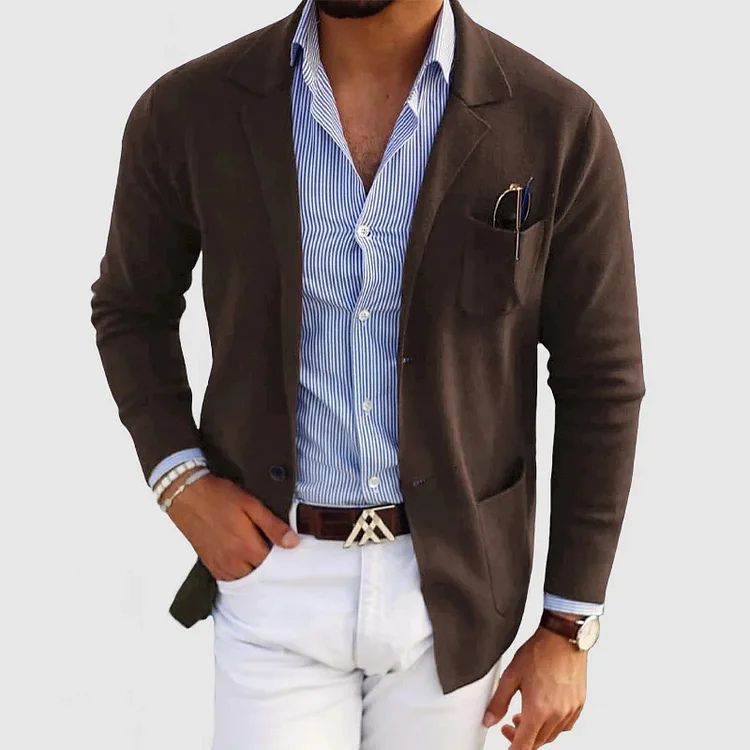 Men's blue tailored wool blazer for smart casual wear
