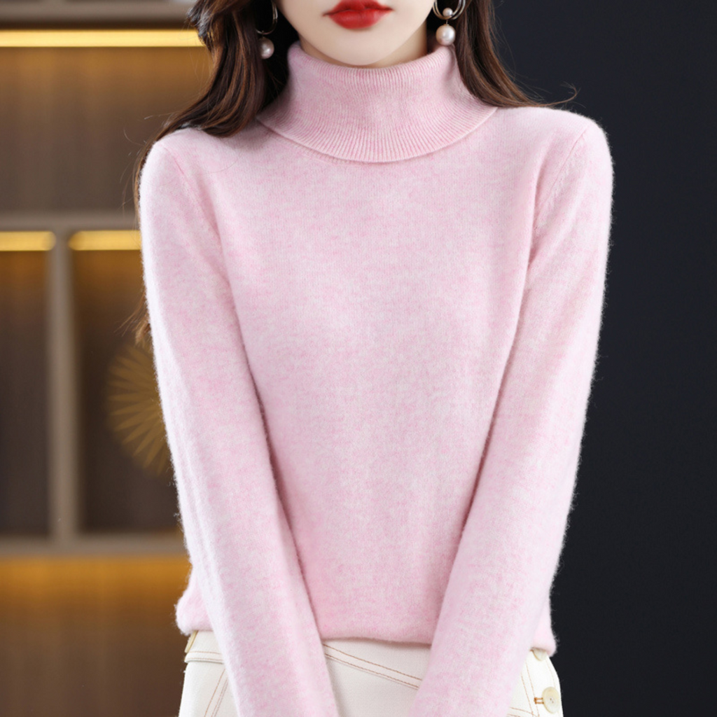 Black cashmere roll neck jumper with a cosy, elegant finish for autumn layering