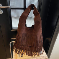 Julia | Women's Faux Suede Fringe Shoulder Tote Bag