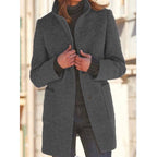 Stand-collar coat with double-breasted button front