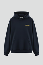 Women's Dark Black Oversized Pullover Hoodie With Graphic Front Print