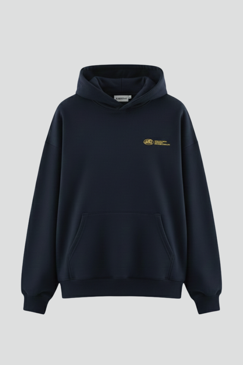 Women's Dark Black Oversized Pullover Hoodie With Graphic Front Print