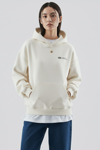Women's White Oversized Pullover Hoodie With Graphic Front Print