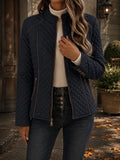 Women's navy fitted diamond quilted jacket