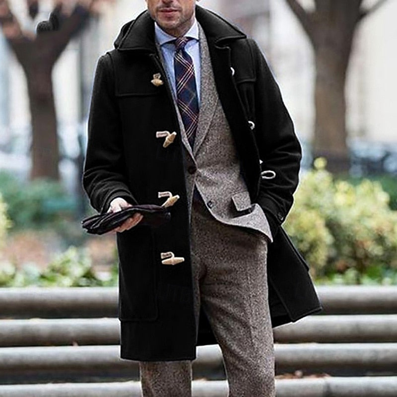 Hooded duffle coat with toggle fastening, back view