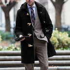 Hooded duffle coat with toggle fastening, back view
