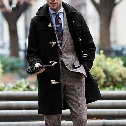 Hooded duffle coat with toggle fastening, back view