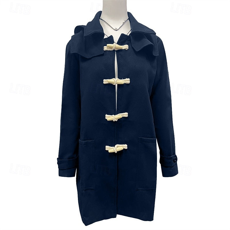 Close-up of hood on duffle coat