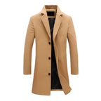 Men's full-length winter overcoat with deep pockets