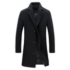 Men's full-length winter overcoat with deep pockets