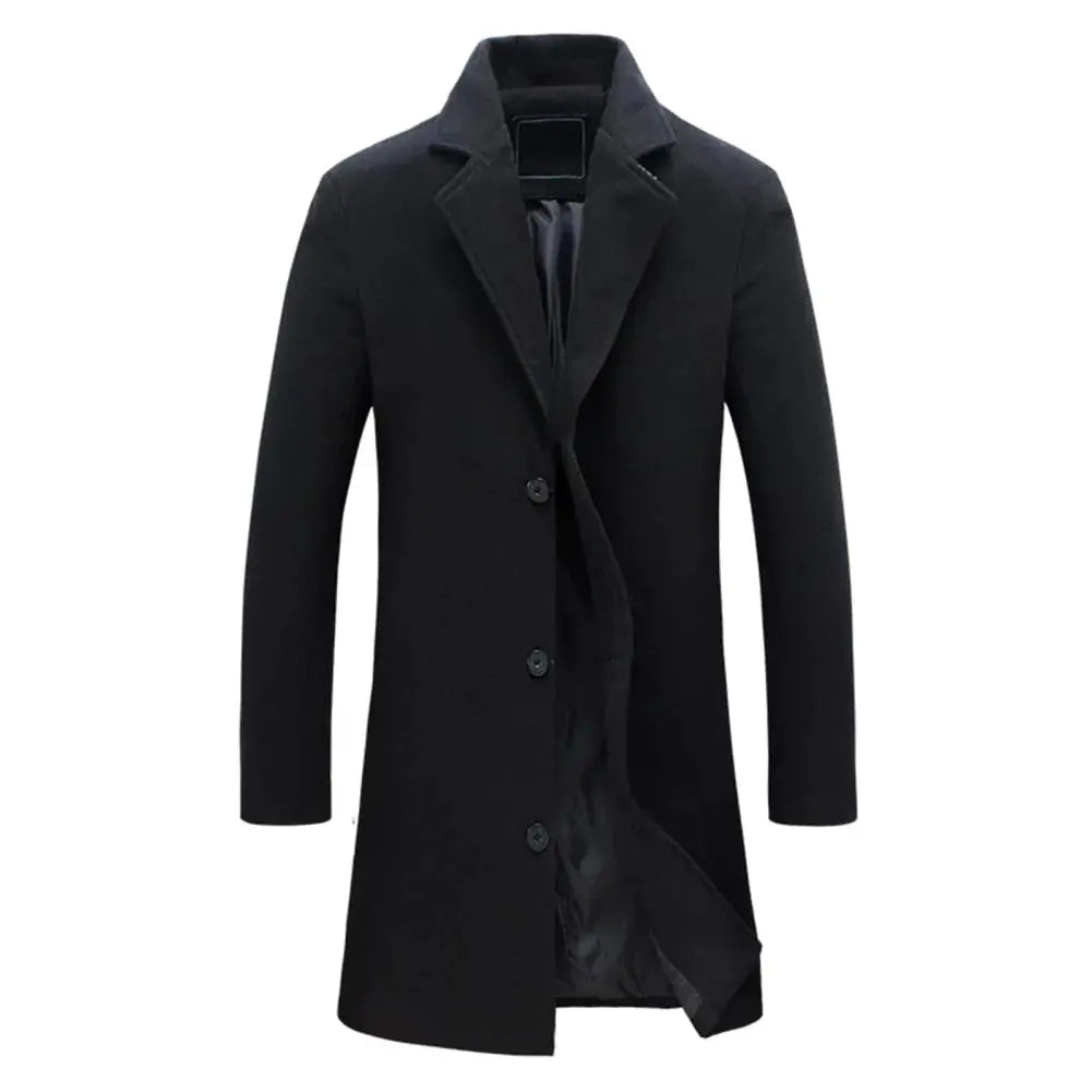 Men's full-length winter overcoat with deep pockets