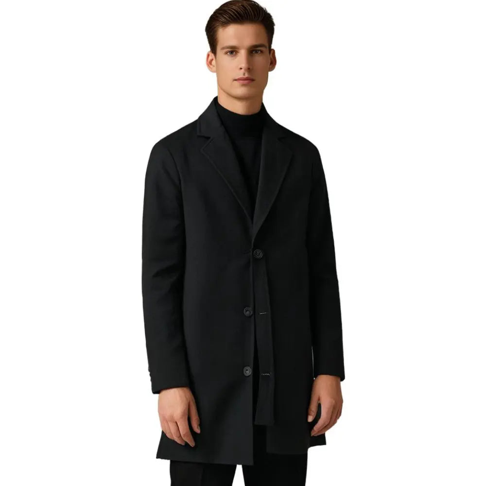 Men's full-length winter overcoat with deep pockets