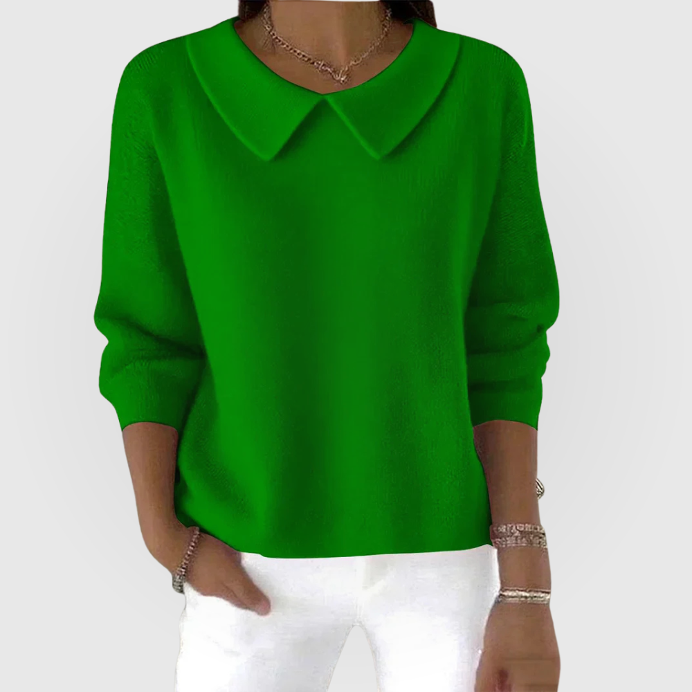 Green classic knit jumper with a soft, relaxed fit for transitional layering