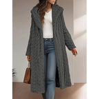 Hooded longline winter coat, back view