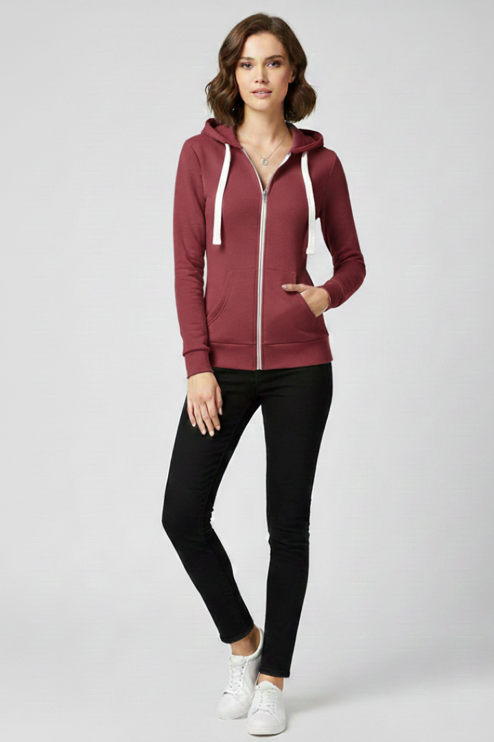 Women's Zip-Up Hoodie with Kangaroo Pocket