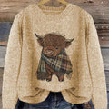 Highland cow print crewneck jumper, front view
