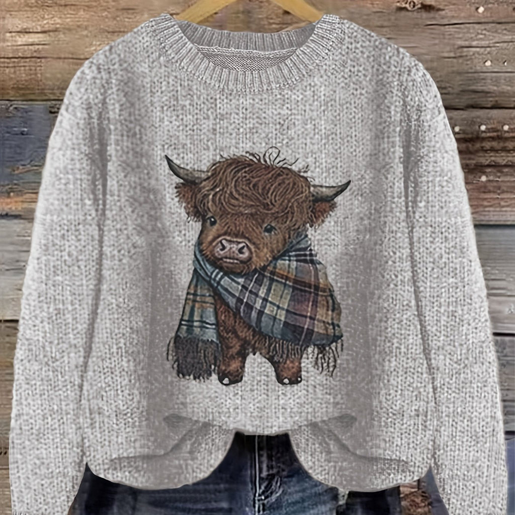 Highland cow print crewneck jumper, additional angle