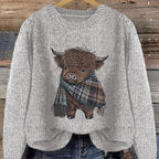 Highland cow print crewneck jumper, additional angle