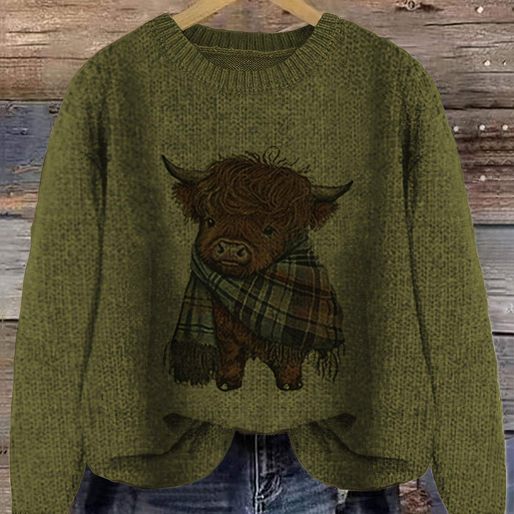 Highland cow print crewneck jumper, additional product view
