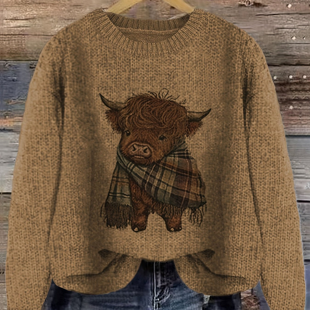 Highland cow print jumper folded