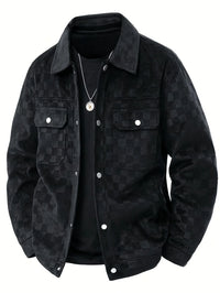 Eric | Men's Suede Jacket with Checked Pattern and Satin Lining