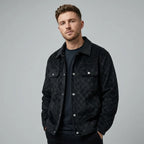 Men's checked suede jacket with satin lining