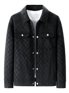 Men's checked suede jacket with satin lining