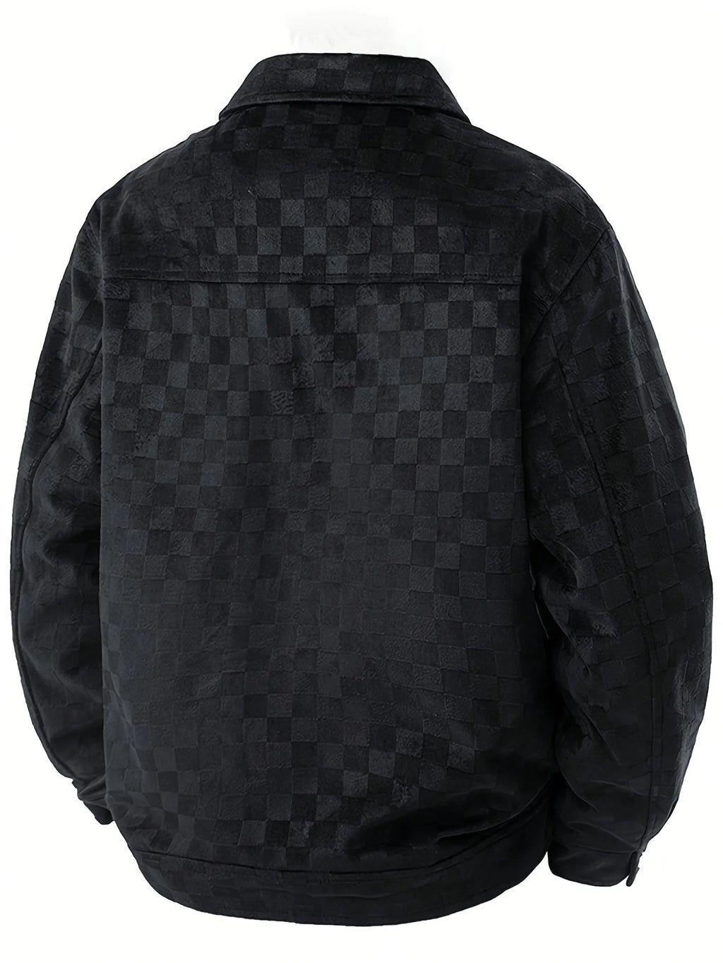 Men's checked suede jacket with satin lining