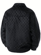 Men's checked suede jacket with satin lining