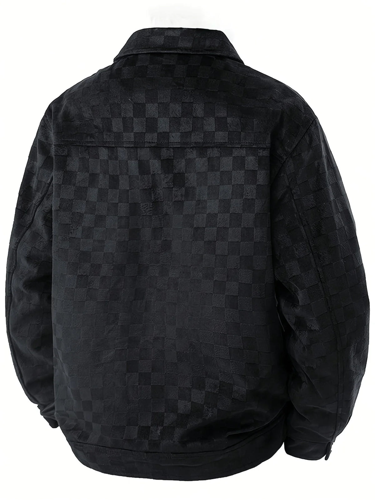 Men's checked suede jacket with satin lining