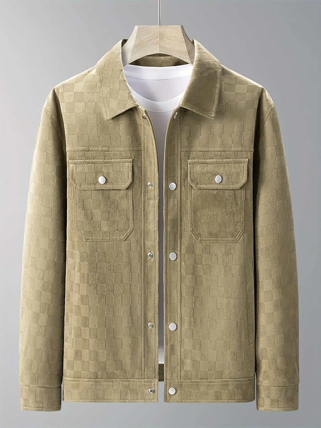 Men's checked suede jacket with satin lining