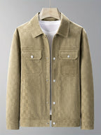 Men's checked suede jacket with satin lining