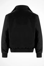 Men's black zip jacket with tartan lining