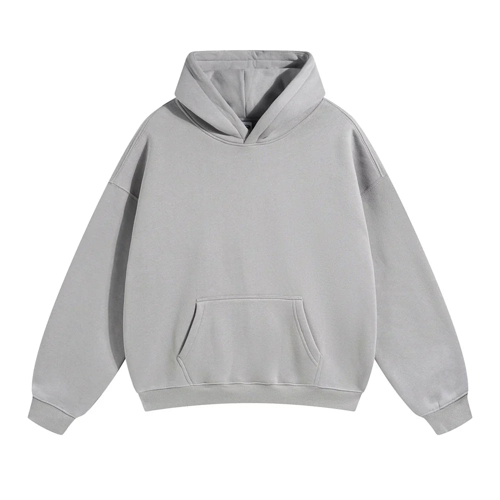 Men's grey oversized fleece lined hoodie