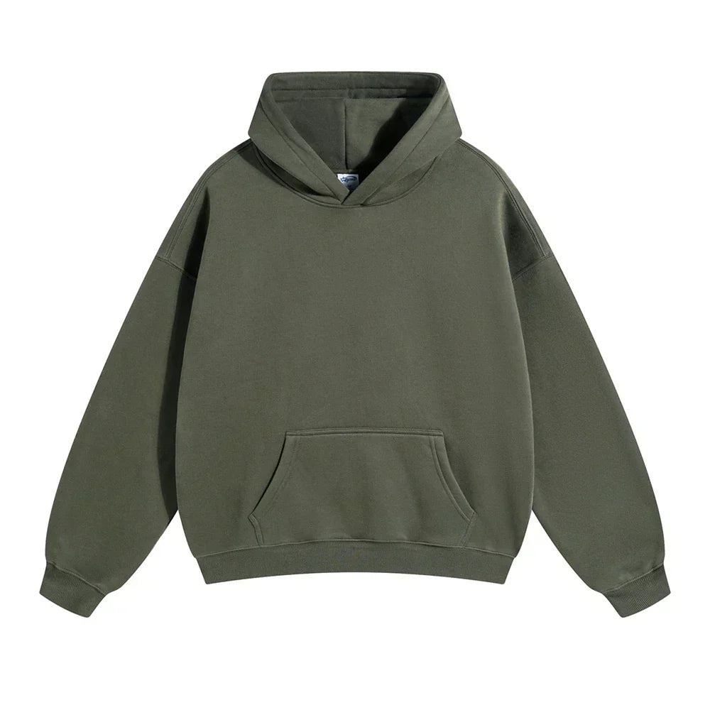 Men's olive green oversized fleece lined hoodie