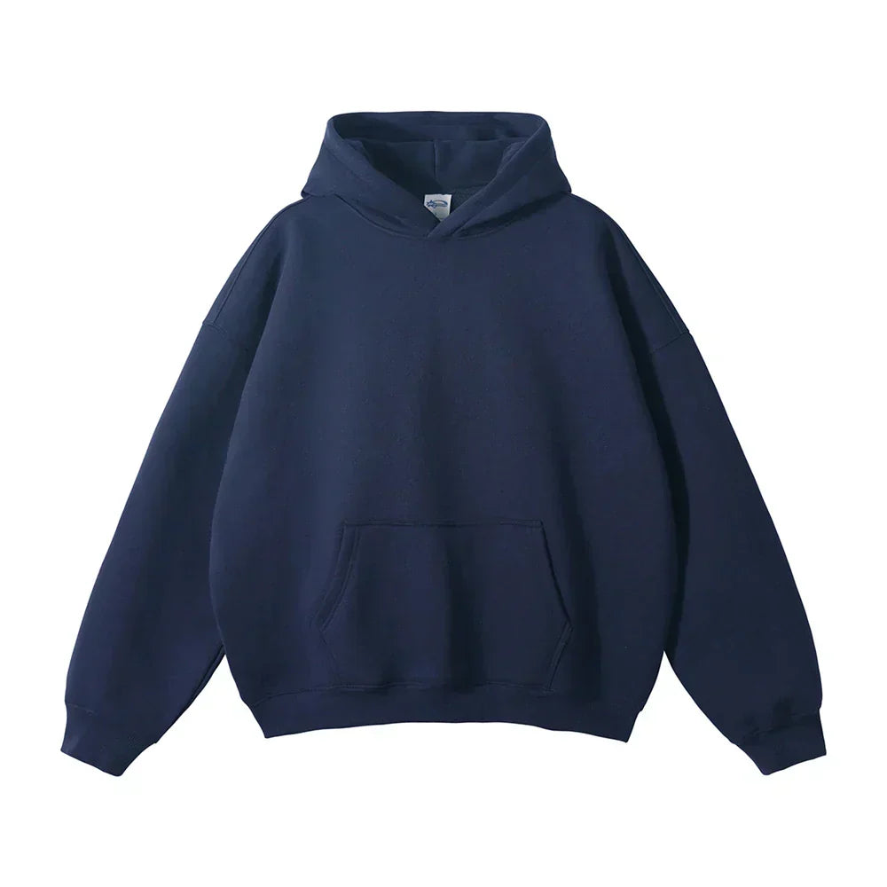 Men's navy oversized fleece lined hoodie