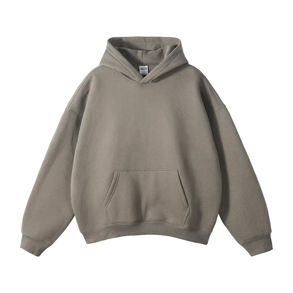 Men's taupe oversized fleece lined hoodie
