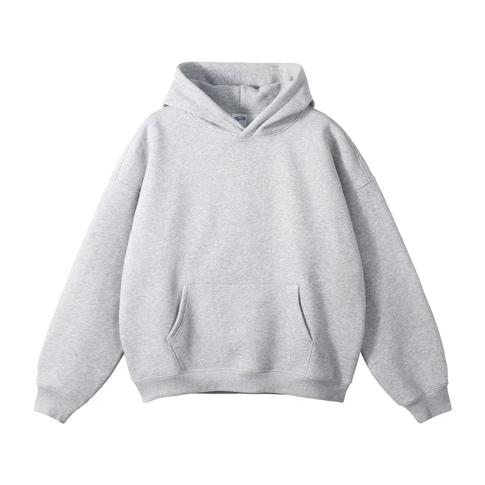 Men's light grey oversized fleece lined hoodie